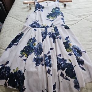 Elegant Blue and White Formal Dress